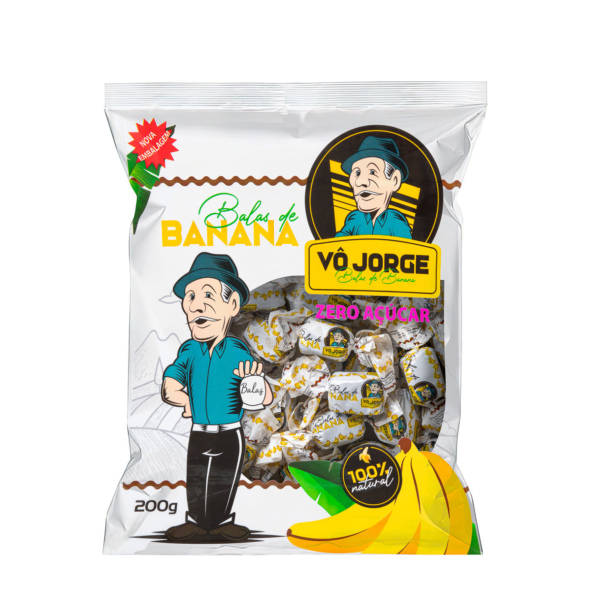 Balas de Banana Vô Jorge Zero Açúcar - 200g